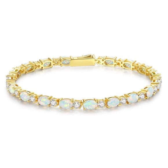 14k Gemstone and Diamond Tennis Bracelet - Picture 4 of 17